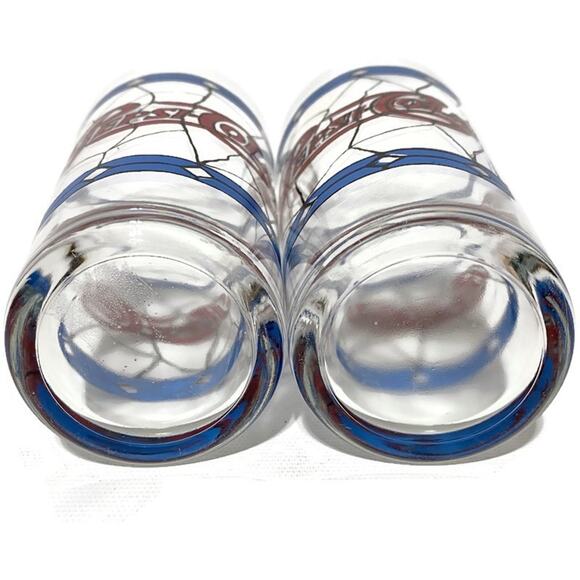 VTG Pepsi Cola Drinking Glasses Tiffany Style 1970s Stained Glass 12oz Lot of 2 - Picture 4 of 6